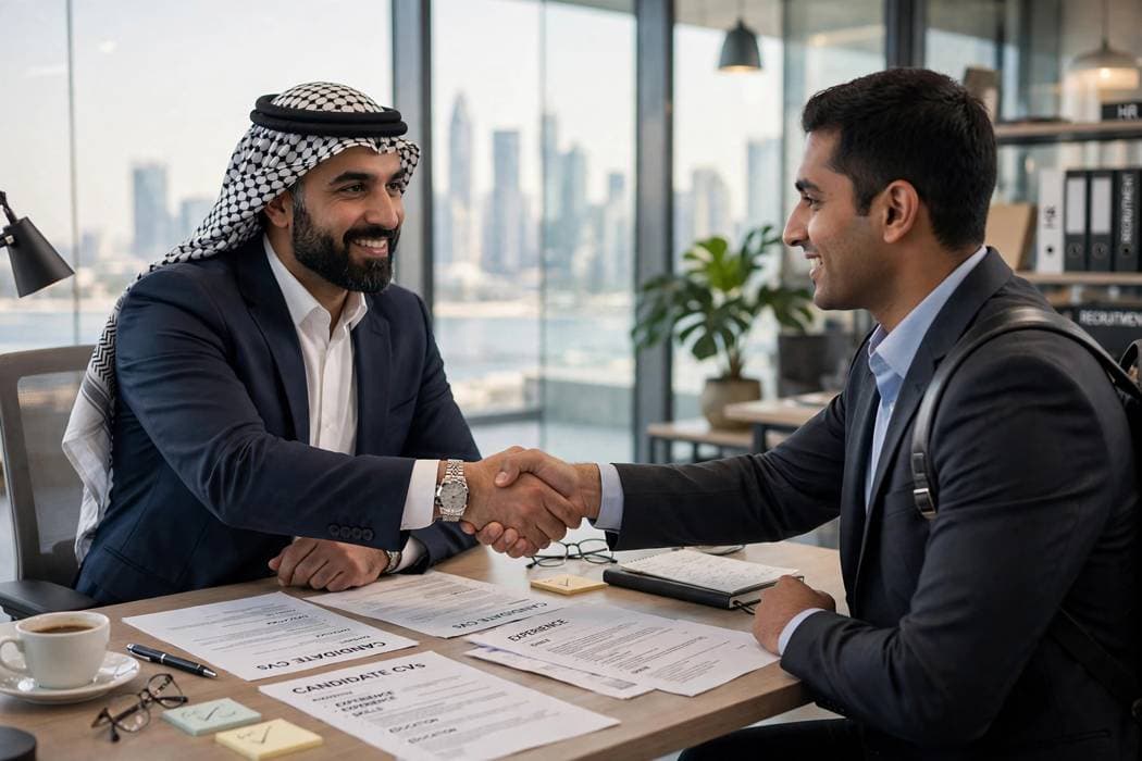 صاحب عمل يراجع المرشحين